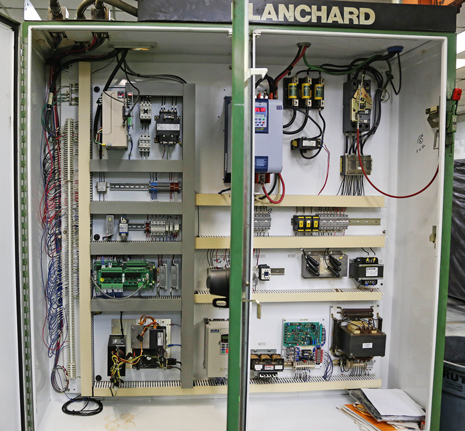 Original Blanchard CNC electrical cabinet retrofitted with new electronics.